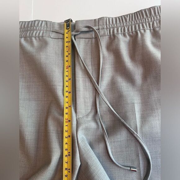 Club Monaco Tailored Track Pants Sz 12 Gray Elastic Waist Cuffed Hem Crease - Picture 5 of 9